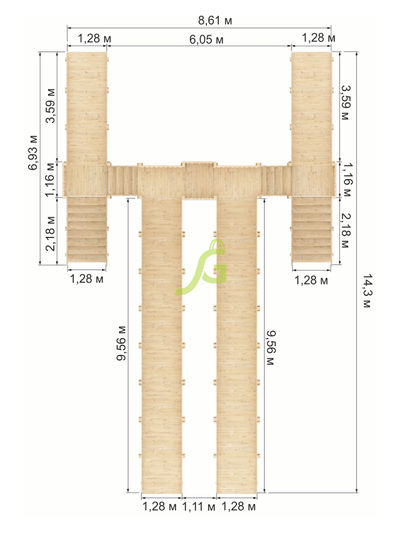 Зимняя горка "IgraGrad Snow Fox", 4 ската, без окраски