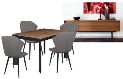 LAMBER черный / керамика Дуб 120(+50)х80