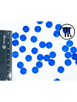 Стразы пришивные Круглые, неоновые, цв. Синий, р-р 12 мм
