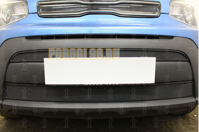 Защита радиатора Kia Soul 2017-2019 (2 части) black