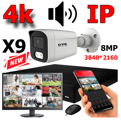 Комплект IP-камер 8 Мегапикселей с записью звука «GVS DS-V9 IP 4K»