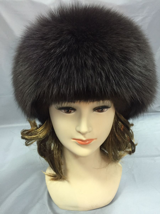 Женская шапка Орбита Лилия натуральный мех песец, норка, зимняя, темно-коричневая Арт. ц-0125