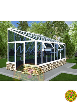 Базовая комплектация теплицы из стекла и алюминия МОНИКА размером 5000 x 2500 мм