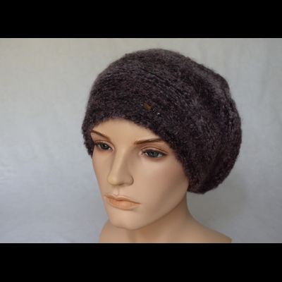 Пушистый вязаный берет для женщин Vizio Италия 6957 сиреневый