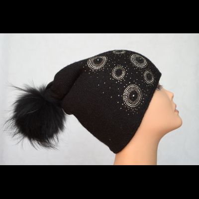 Итальянская модная шапка с украшениями Vizio 6177 черная