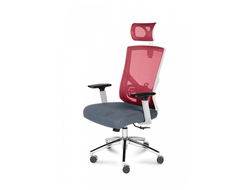 Кресло офисное Гарда вишневая сетка/белый пластик/серая сидушка