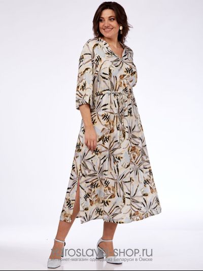 Модель : 2625-1. Платье  из вискозы с растительным орнаментом.