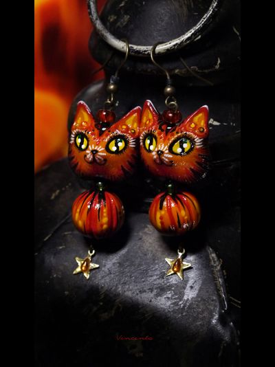 "Хранители рощи Первоосени", серьги с лисичками, тыквами и звёздами