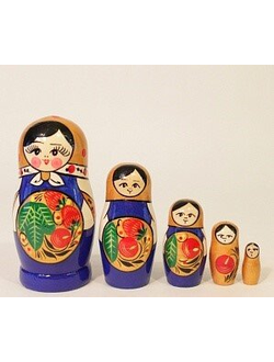 Матрешка "Хохлома синяя" 5 кукольная