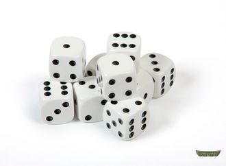 Кубик белый с черными точками. 16мм - 1шт