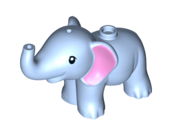 Elephant, Friends, Baby with Bright Pink Ears Pattern, Bright Light Blue (67153pb01 / 6302003)