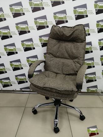 Кресло КР85 (Яппи) ТГ СП ХРОМ К32 (ткань Крафт коричневая) Яр