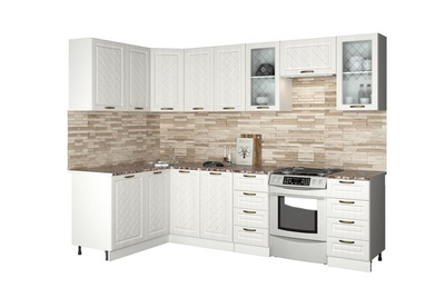 Кухня "Агава" 1,4х2,8м угловая МДФ ( лиственница светлая)