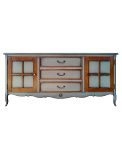 Тумба под ТВ с 3 ящиками и двумя боковыми секциями.