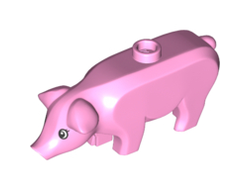 Pig with Black and White Eyes and Eyelashes Pattern Hamletta, Bright Pink (87621pb04 / 6194399)