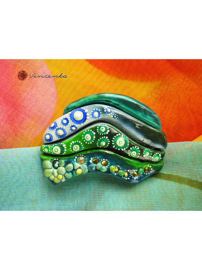 Зелёная брошь в морском стиле "Подводный мир" со стразами "Сваровски"