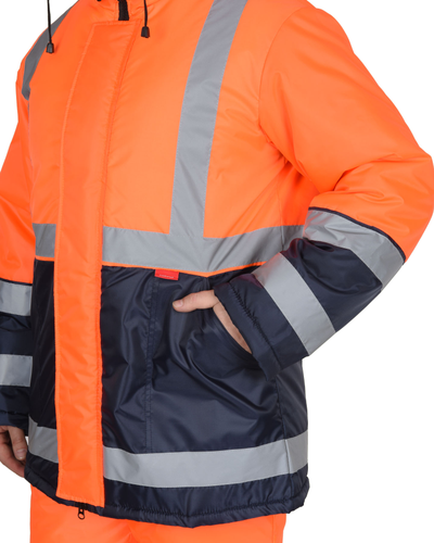 Костюм утепленный сигнальный -МАГИСТРАЛЬ-3 куртка, п/к  (тк. Оксфорд)