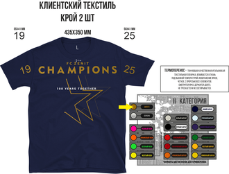 Термопечать золотом на клиентском текстиле "Champions" 2 шт