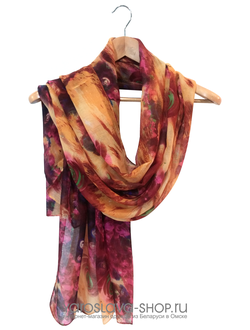 П-109 Палантин желто-розовый с абстрактным рисунком