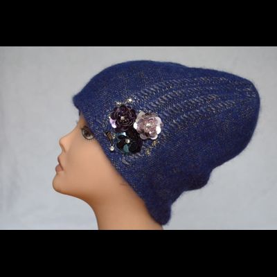 Вязаная васильковая женская шапка Vizio Италия 5800