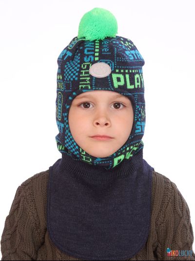 Шапка-шлем  21202-06, цвет темно-синий,салатовый, р. 50-52