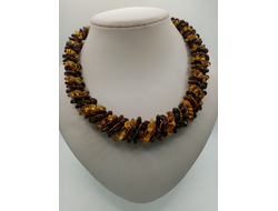 Колье "Жгут"  из  янтаря и Чешского бисера