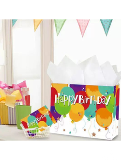 Пакет подарочный с тишью + открытка 33*12*26 см