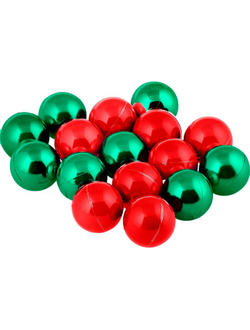 Набор из 16-ти пластиковых шаров, 4 см, красный, зеленый, 81570