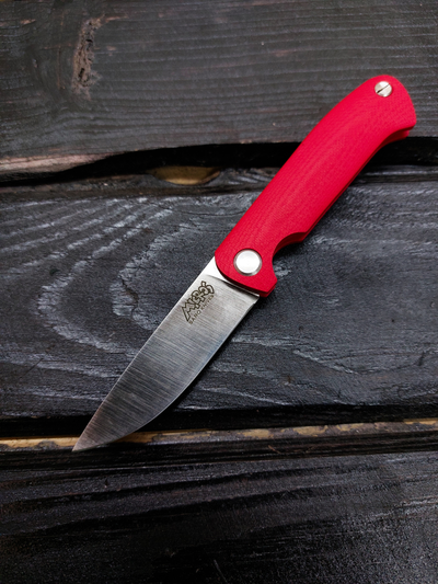Фрикционный складной нож Микрос сталь AUS10, рукоять G10, цвет красный
