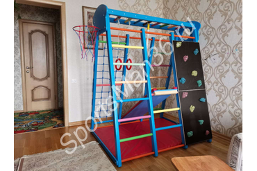 ДСК раннего развития PLASTEP БАСКЕТ - 8 со скалодромом. Серия СКАЗКА, цвет синий "РАДУГА"