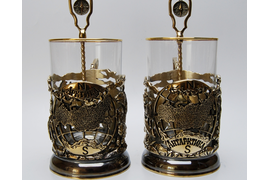 Два тематических латунных подстаканников изготовленных на заказ