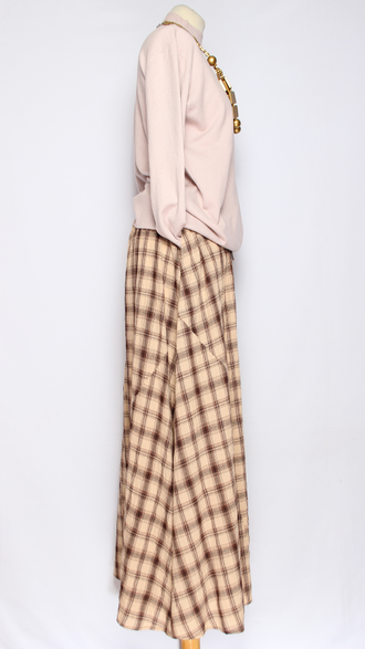 ЮБКА-БРЮКИ "КЛЕТКА" вишневая, бежевая до р.54