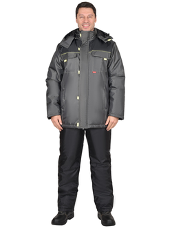 Куртка Фаворит  утепленная, темно-серый/черный, тк.Оксфорд