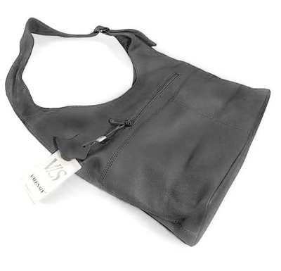 (АРТИКУЛ: 9996/1/9) СУМКА МЕШОК, БОЛЬШАЯ, НАТУРАЛЬНАЯ КОЖА, ТЕМНО-СЕРАЯ, ЧЕРЕЗ ПЛЕЧО