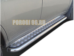 Пороги с накладным листом d60 для Volkswagen Amarok 2016-