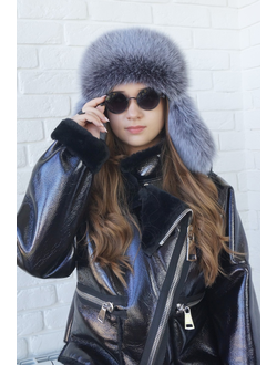 Ушанка "Полярная звезда" цвет черный + джинс