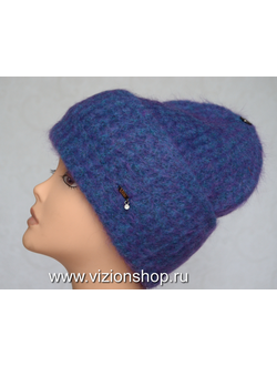 Голубая женская шапка с отворотом Италия Vizio фото итальянских головных уборов