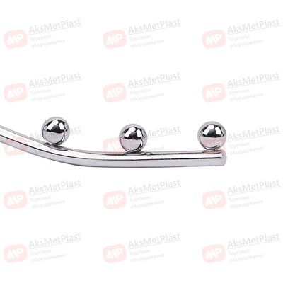 Q003 Крючок с креплением к стене, наклонный, изогнутый с 9-ю шариками, d-6.5 мм, длинна 350 мм, хром