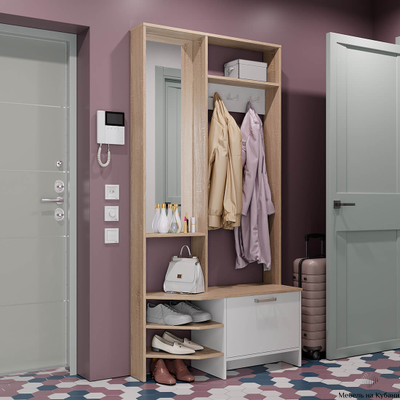 Тео ПР-01 прихожая Сонома/Белый