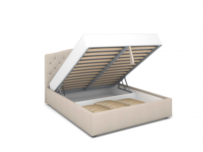 Двуспальная полутороспальная мягкая кровать Марго Ривалли (Rivalli), в съемных чехлах, на металлических ножках, фанера-брус, PREMIUM