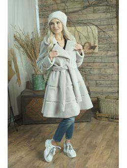 Меховая шуба цвет сиреневый модель 101