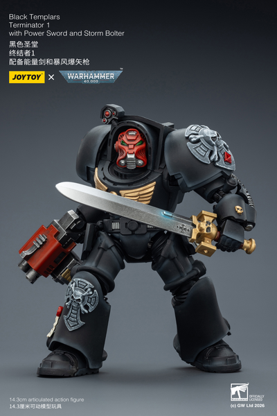 Терминатор Черных Храмовников (Warhammer 40K) - КОЛЛЕКЦИОННАЯ ФИГУРКА 1/18 Black Templars Terminator with Power Sword and Storm Bolter (JT03097) - JOYTOY