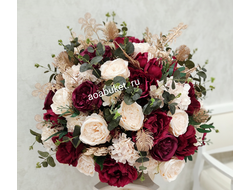 Композиция из искусственных цветов Бордо № Б011/Купить в Москве на сайте АОАБУКЕТ