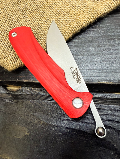 Фрикционный складной нож Микрос+ сталь VG-10, рукоять G10, цвет красный