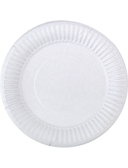 Тарелка одноразовая бумажная, белая, КОМУС, d-165мм 100 штук в упаковке (12102)
