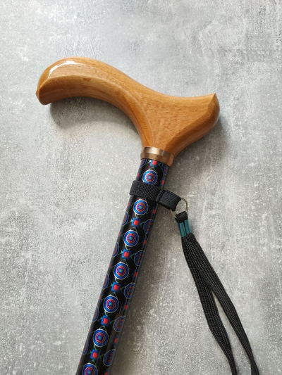 телескопическая регулируемая трость геометрический орнамент на трости с деревянной рукоятью