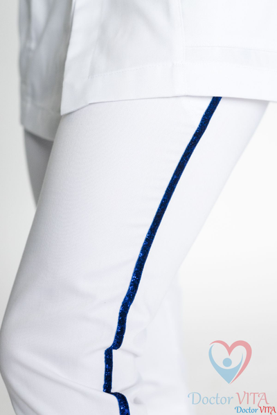 Брюки белые с синими лампасами IvaMED