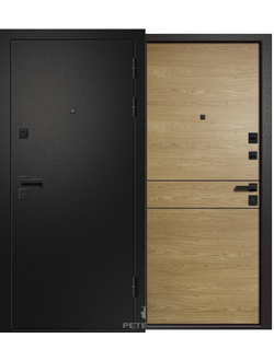 Дверь МЕДЕЯ-315 Сатин черный\Дуб европейский горизонтальный
