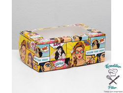 Упаковка на 6 капкейков "Pop-art", с окном, 25 х 17 х 10 см