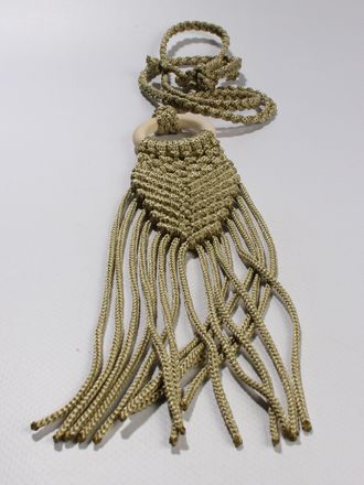 Подвеска Бохо макраме "Кольцо бахрома" оливковая